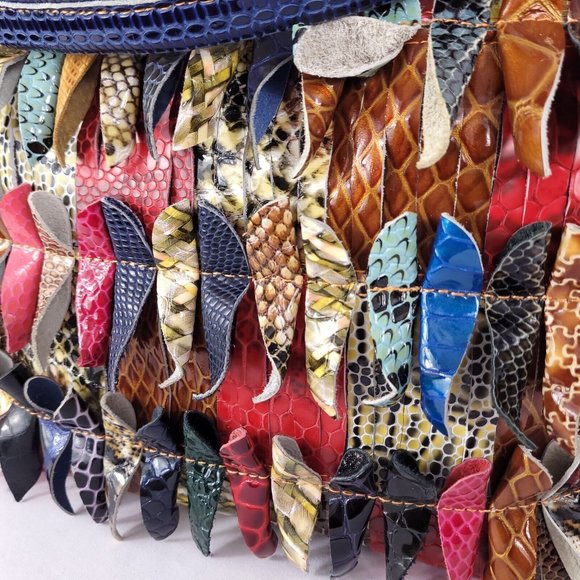 Multi-Colored Faux Leather Snakeskin Pattern Handbag Shoulder Boho Bag Purse - Picture 3 of 16